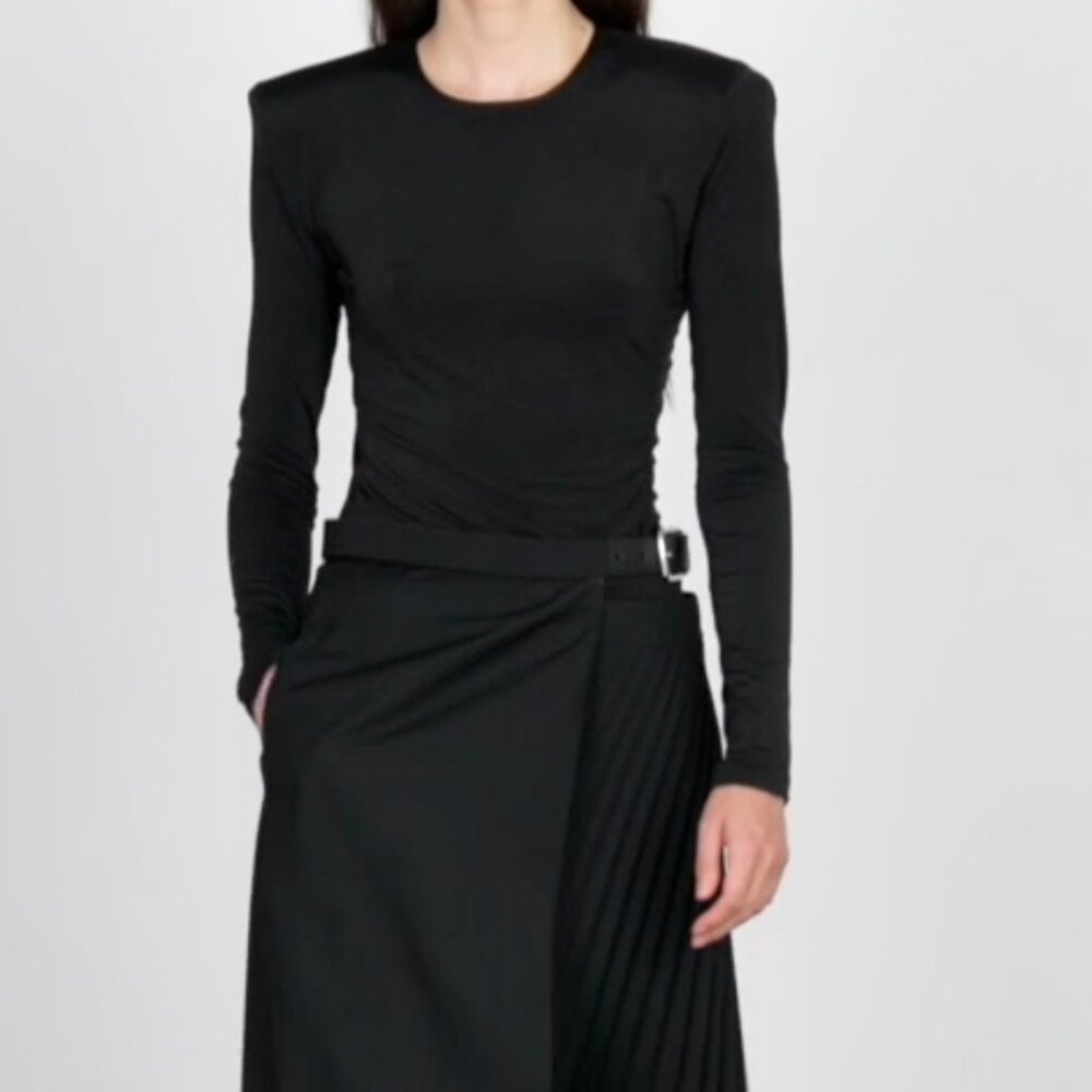Tibi Micro Jersey Fitted Crewneck